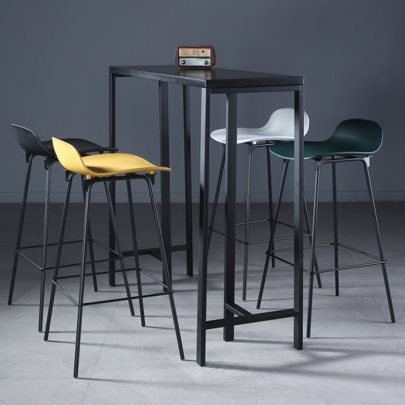 Contemporary Indoor Rectangle Trestle Bar Dining Table with Metal Legs