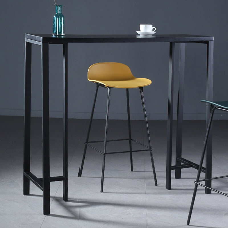 Contemporary Indoor Rectangle Trestle Bar Dining Table with Metal Legs