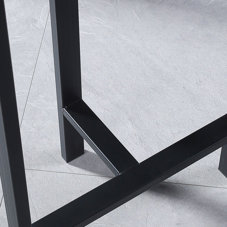 Contemporary Indoor Rectangle Trestle Bar Dining Table with Metal Legs