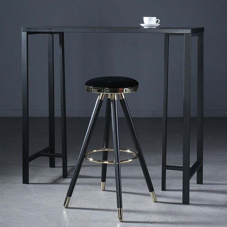 Contemporary Indoor Rectangle Trestle Bar Dining Table with Metal Legs