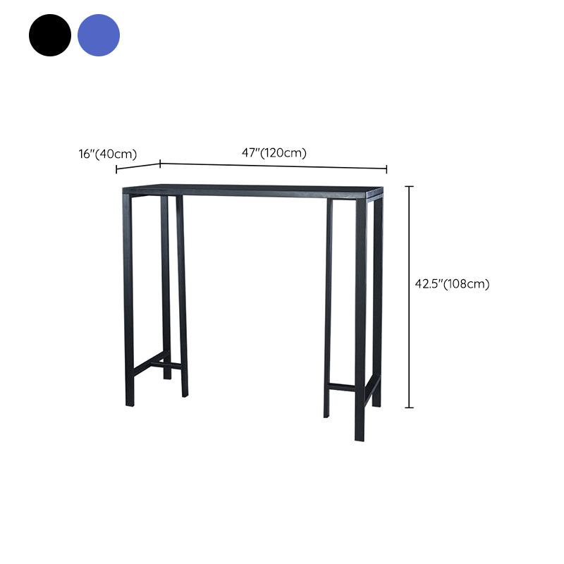 Contemporary Indoor Rectangle Trestle Bar Dining Table with Metal Legs