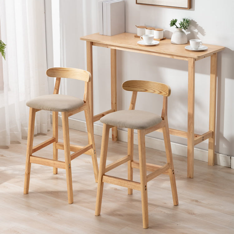 Modern Indoor Wood Top Rectangle Bar Stool Table with Footrest
