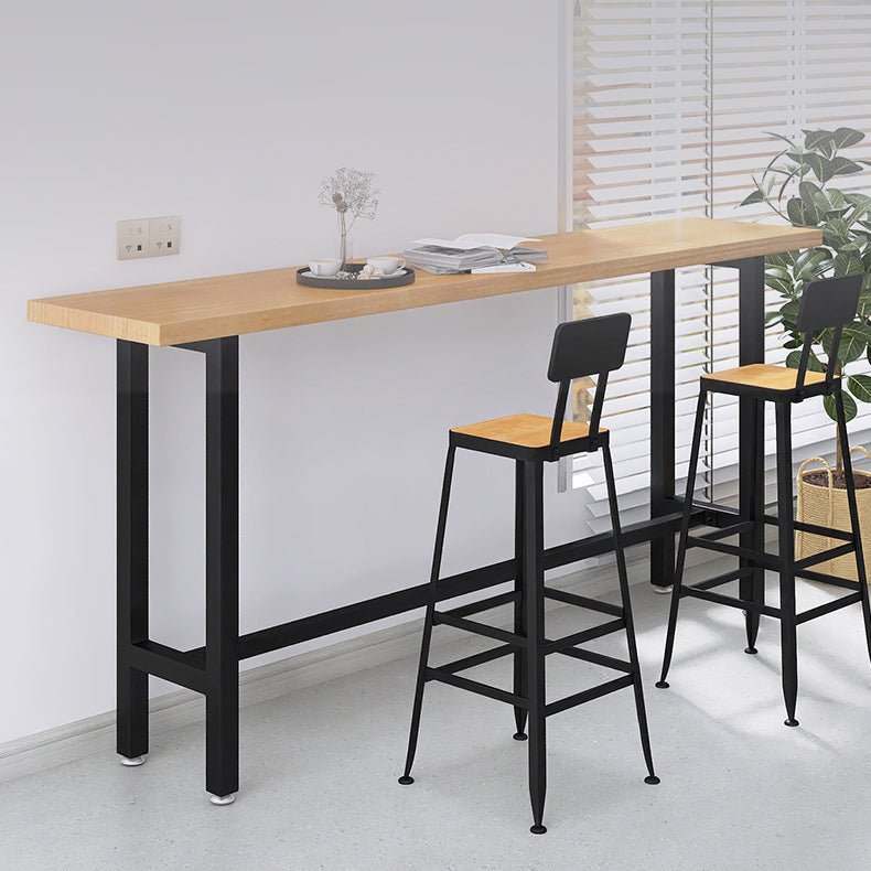 Contemporary Solid Wood Trestle Base Bar Table for Kitchen Dining Room