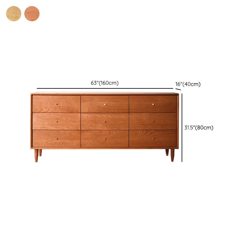 Contemporary Brown Solid Wood Buffet Table Storage Side Board with Drawers