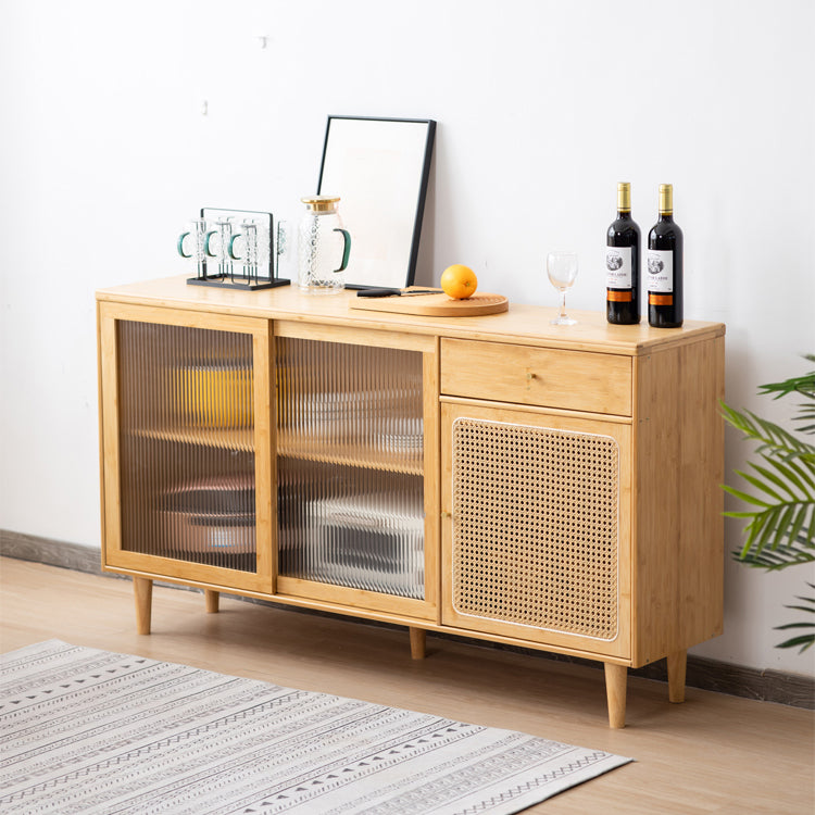 Farmhouse Glass Doors Sideboard Cabinet 32.7-inch High Buffet