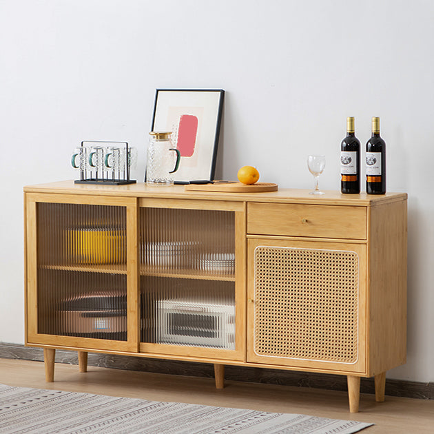 Farmhouse Glass Doors Sideboard Cabinet 32.7-inch High Buffet