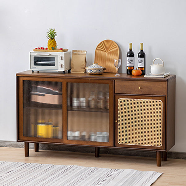 Farmhouse Glass Doors Sideboard Cabinet 32.7-inch High Buffet