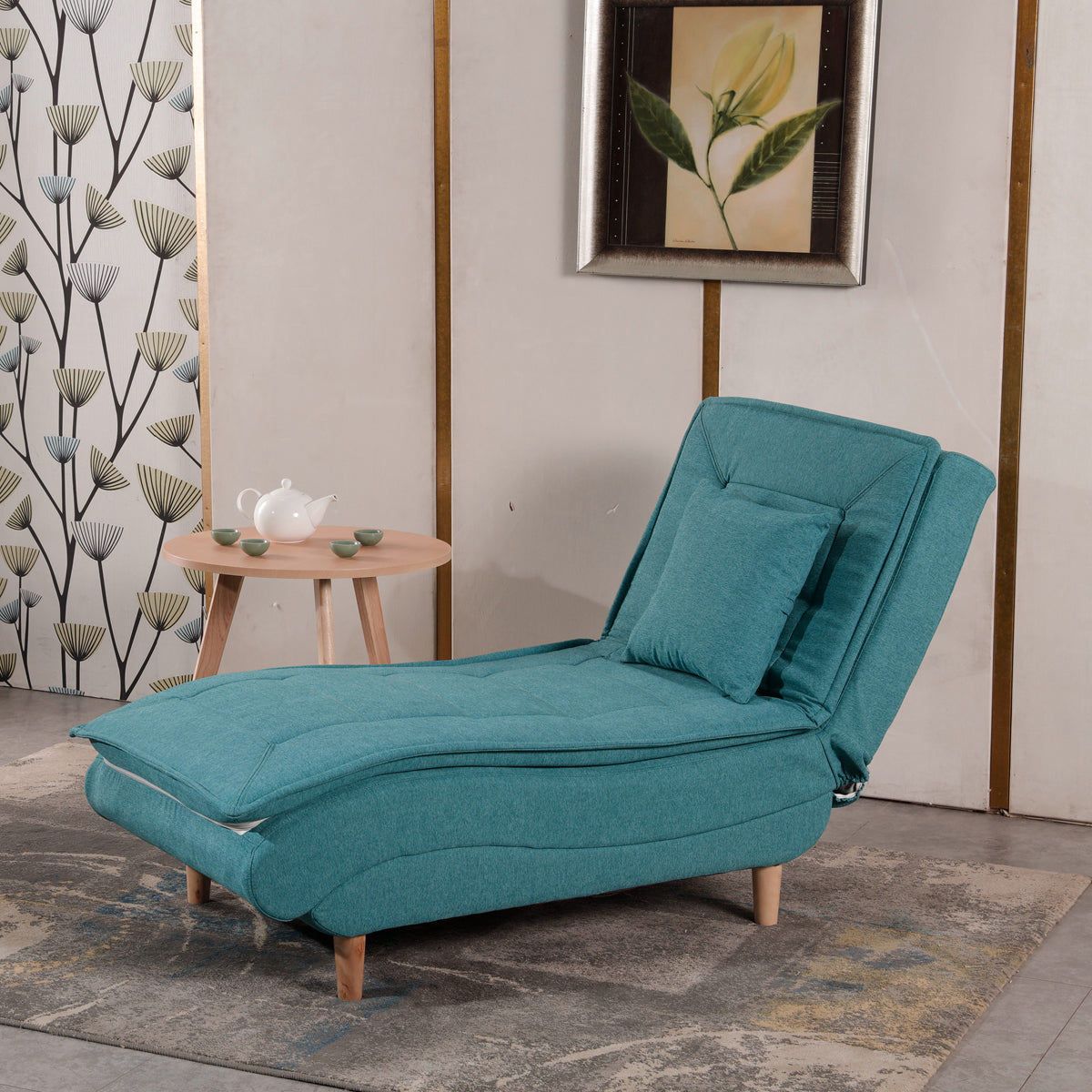 Contemporary Solid Color Upholstered Armless Chaise Lounge Couch with Storage