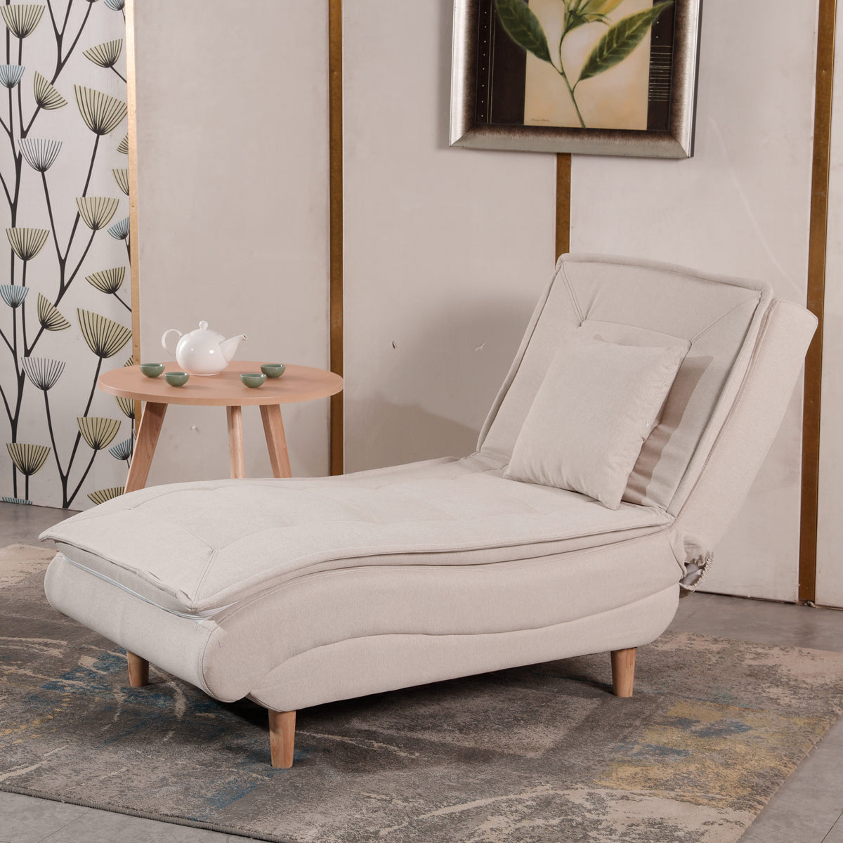 Contemporary Solid Color Upholstered Armless Chaise Lounge Couch with Storage
