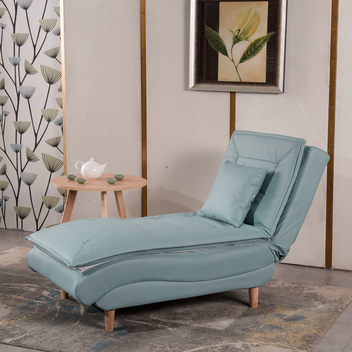 Contemporary Solid Color Upholstered Armless Chaise Lounge Couch with Storage
