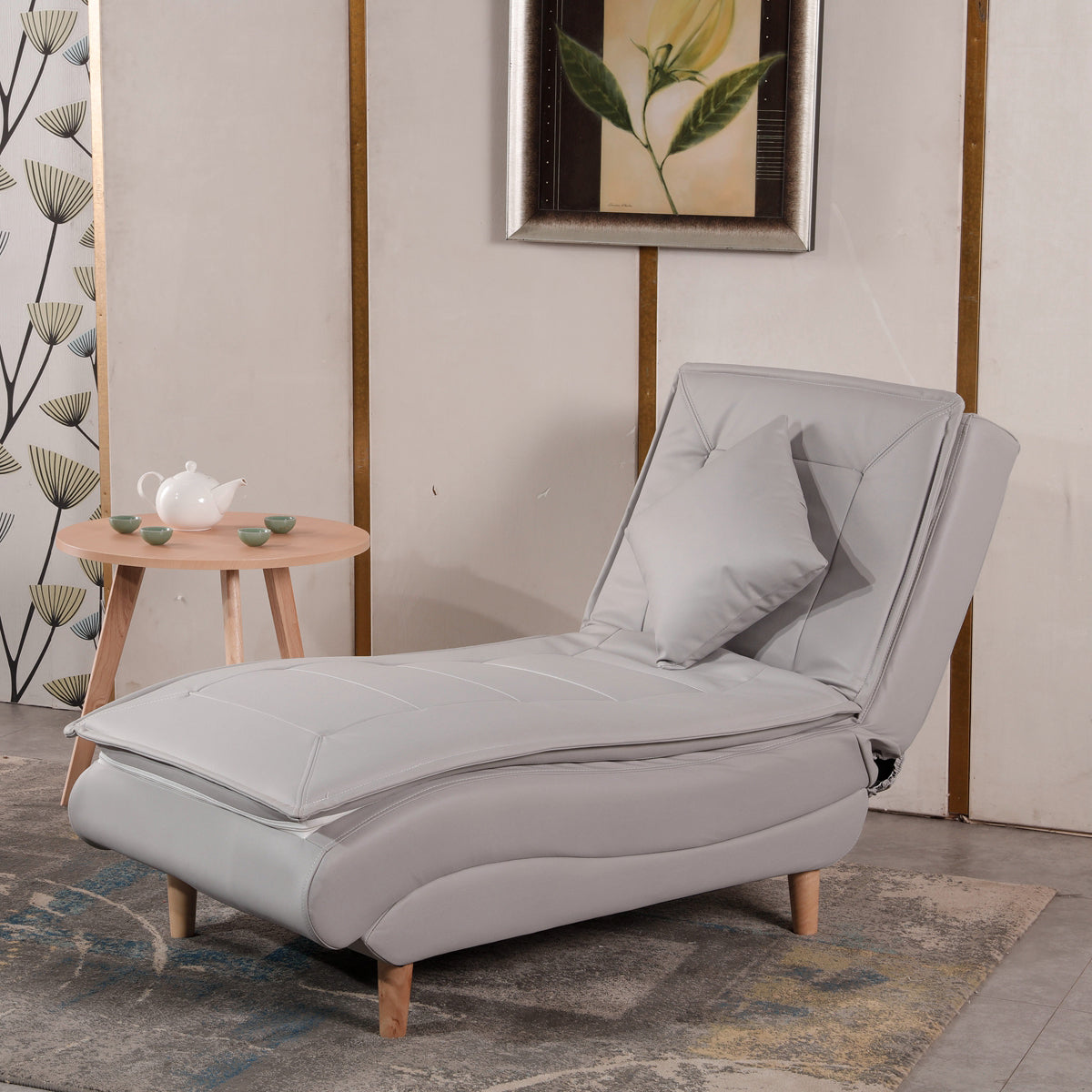 Contemporary Solid Color Upholstered Armless Chaise Lounge Couch with Storage