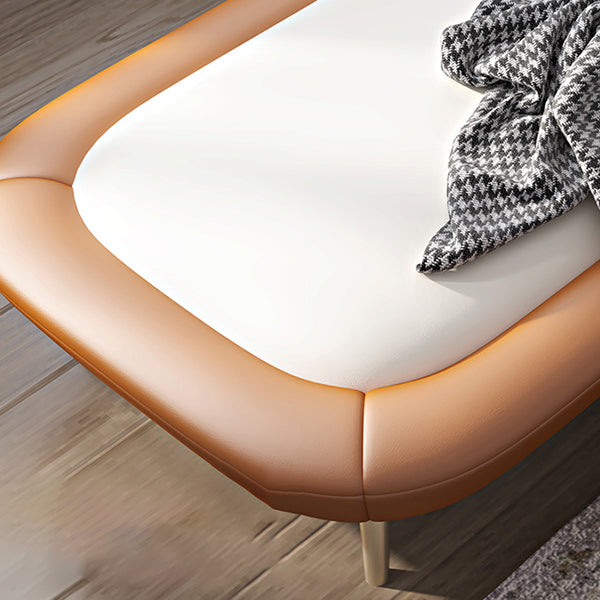 Contemporary Upholstered Solid Color Genuine Leather One Armed Chaise Lounge Couch