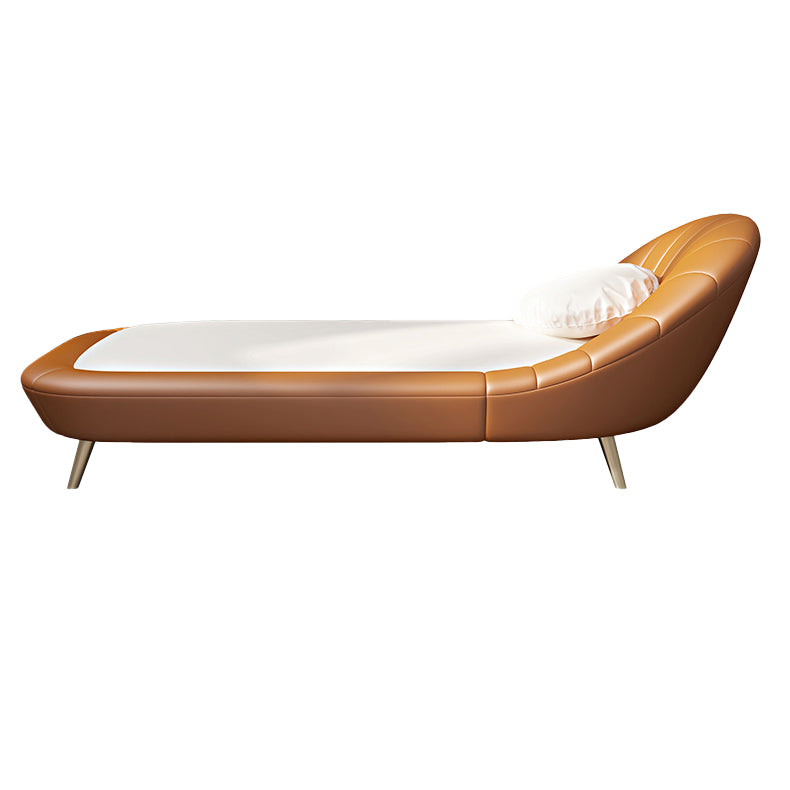 Contemporary Upholstered Solid Color Genuine Leather One Armed Chaise Lounge Couch