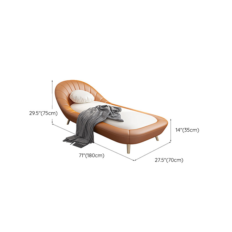Contemporary Upholstered Solid Color Genuine Leather One Armed Chaise Lounge Couch