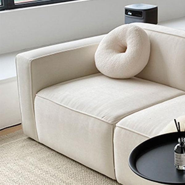 Scandinavian Style Upholstered Velvet Square Arm Chaise in White