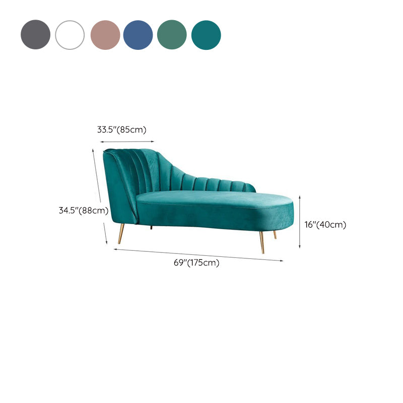 Glam Style Upholstered Cushioned Velvet Rolled Arms Chaise Lounge