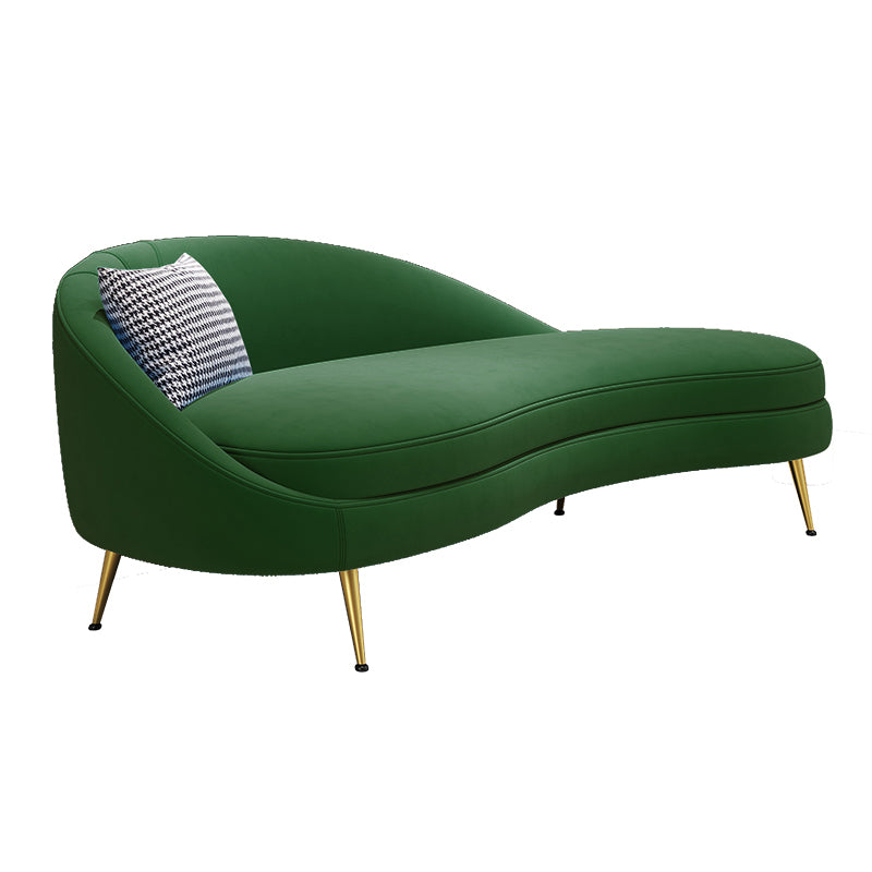 Scandinavian Solid Color Velvet Rolled Arms Tufted Chaise Chair
