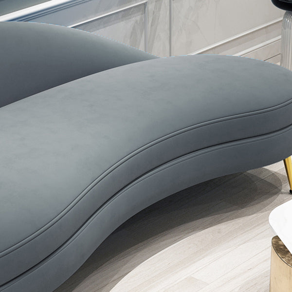 Scandinavian Solid Color Velvet Rolled Arms Tufted Chaise Chair