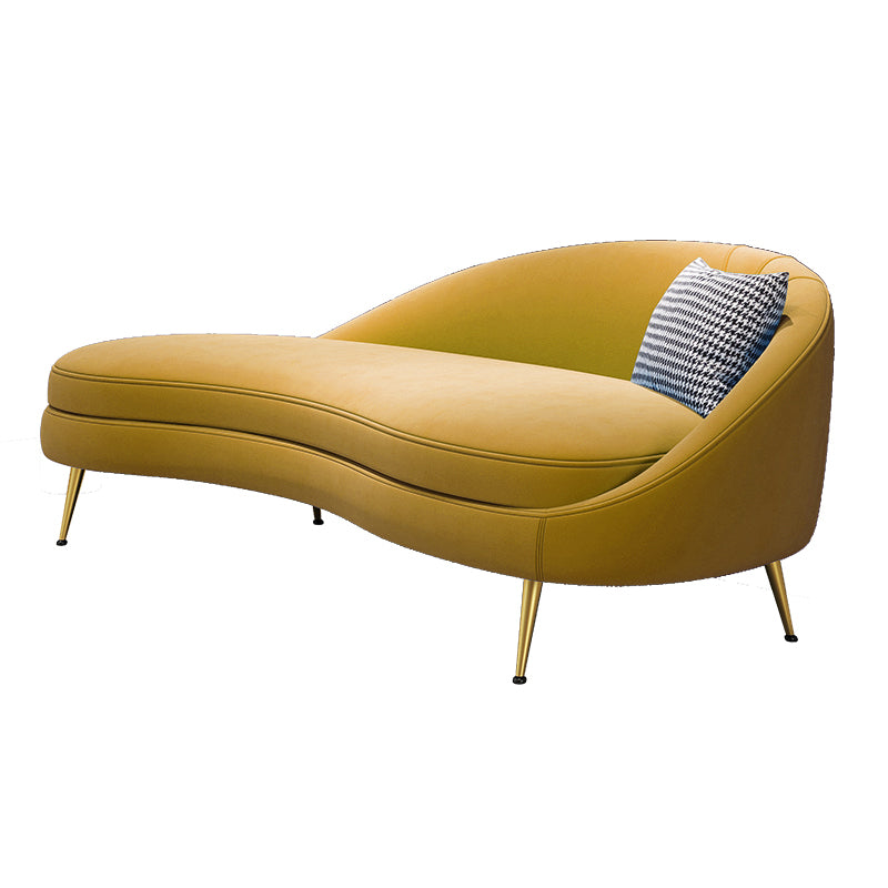 Scandinavian Solid Color Velvet Rolled Arms Tufted Chaise Chair