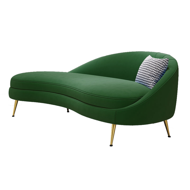 Scandinavian Solid Color Velvet Rolled Arms Tufted Chaise Chair