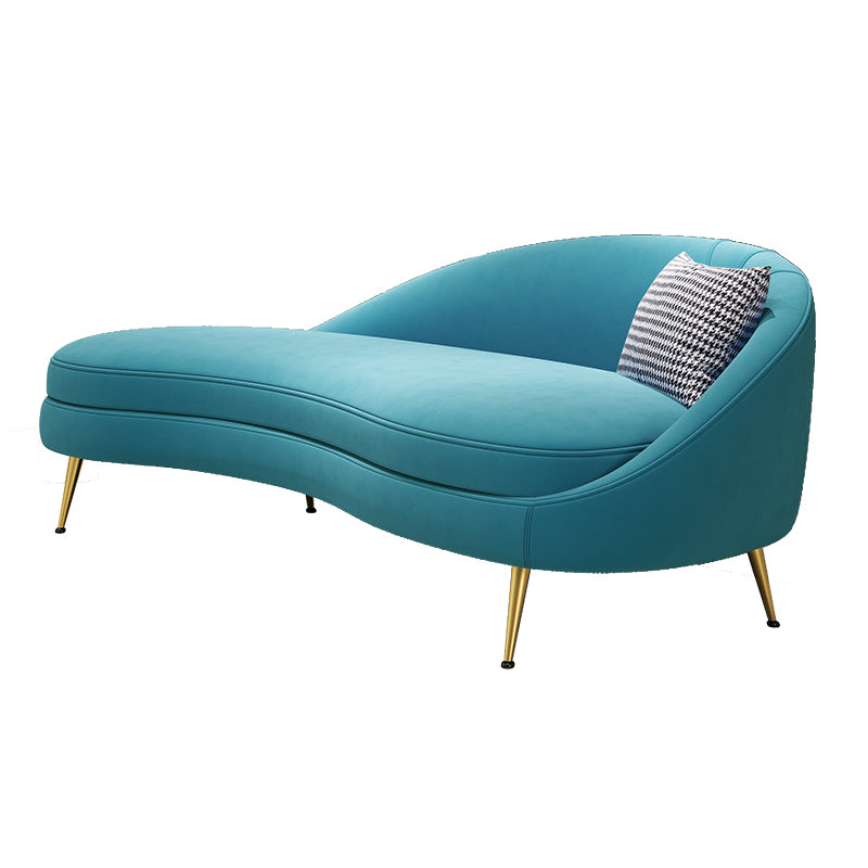 Scandinavian Solid Color Velvet Rolled Arms Tufted Chaise Chair