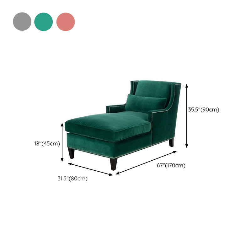Contemporary Upholstered Cotton Blend Square Arms Chaise Lounge Couch