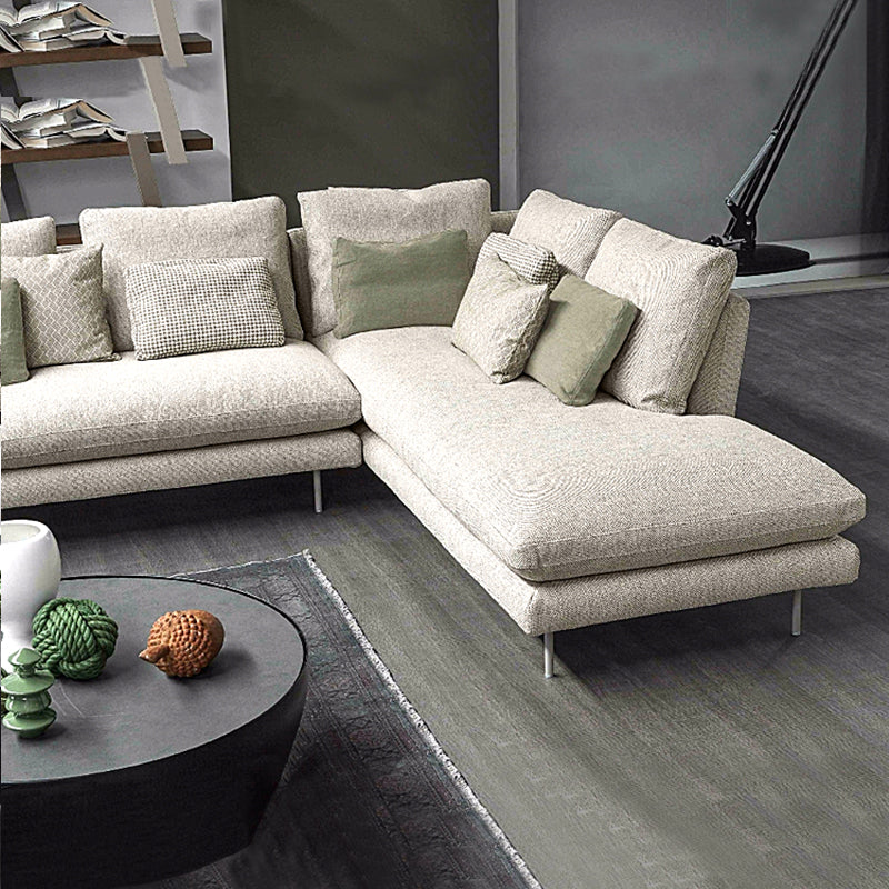 Contemporary Upholstered Cotton Blend Flared Arm Chaise Lounge in Gray
