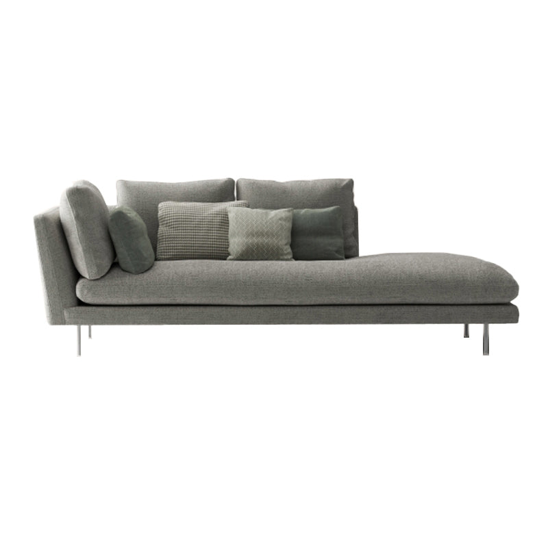 Contemporary Upholstered Cotton Blend Flared Arm Chaise Lounge in Gray
