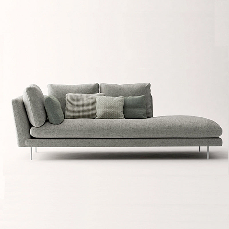 Contemporary Upholstered Cotton Blend Flared Arm Chaise Lounge in Gray