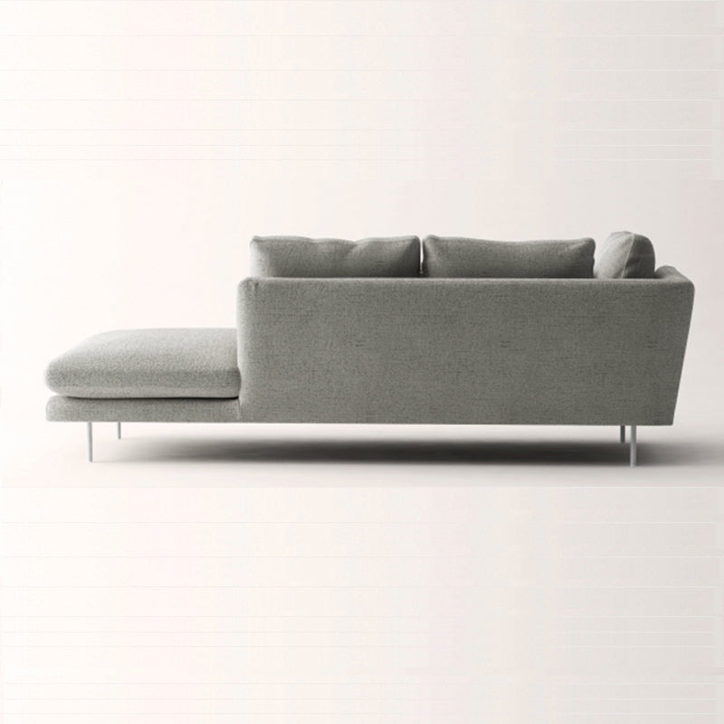 Contemporary Upholstered Cotton Blend Flared Arm Chaise Lounge in Gray