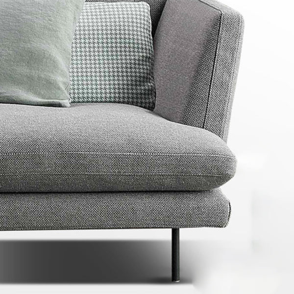Contemporary Upholstered Cotton Blend Flared Arm Chaise Lounge in Gray