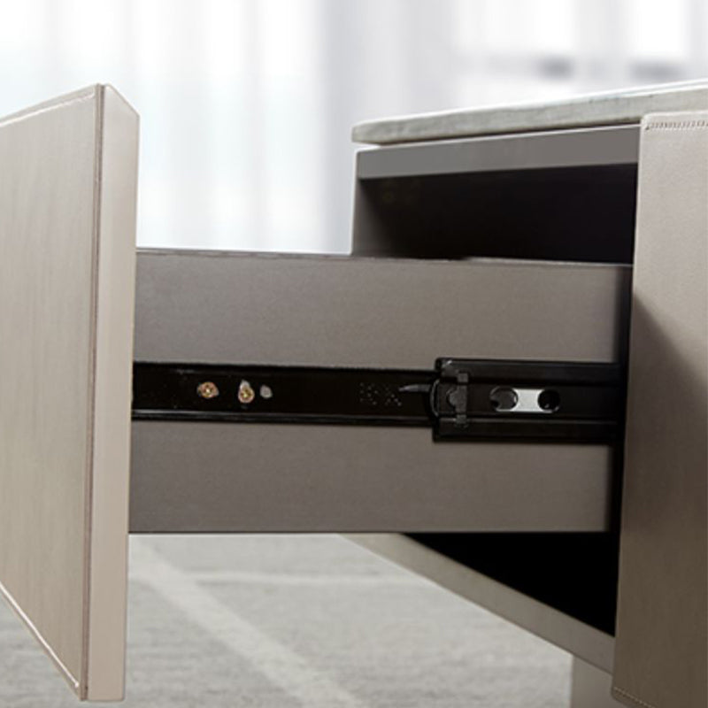 Contemporary Coffee Or End Table Marble with Storage Drawers Rectangle