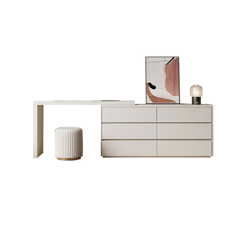 Contemporary 6-Drawer Make-up Dressing Table and Stool - 29.5" H