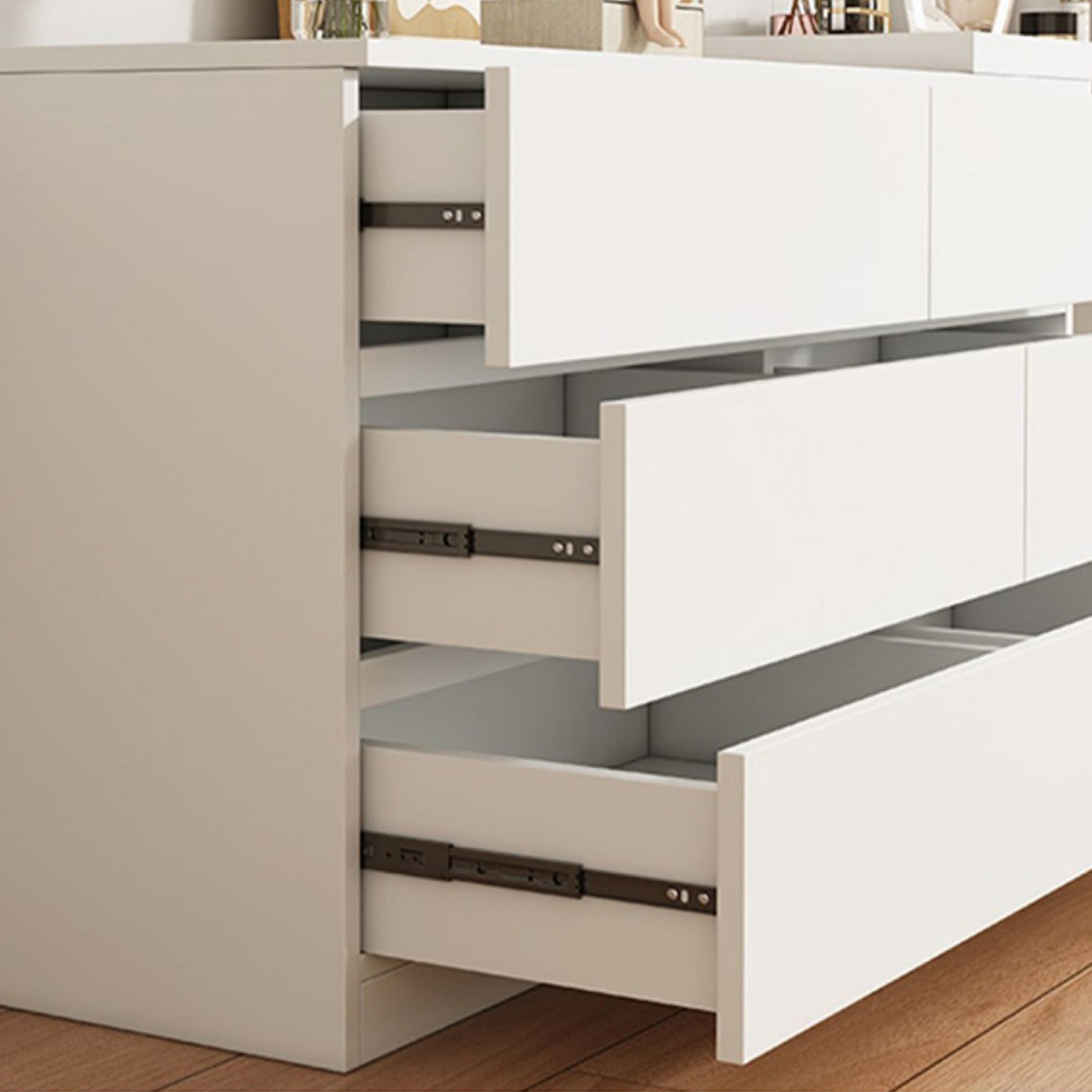 Contemporary 6-Drawer Make-up Dressing Table and Stool - 29.5" H