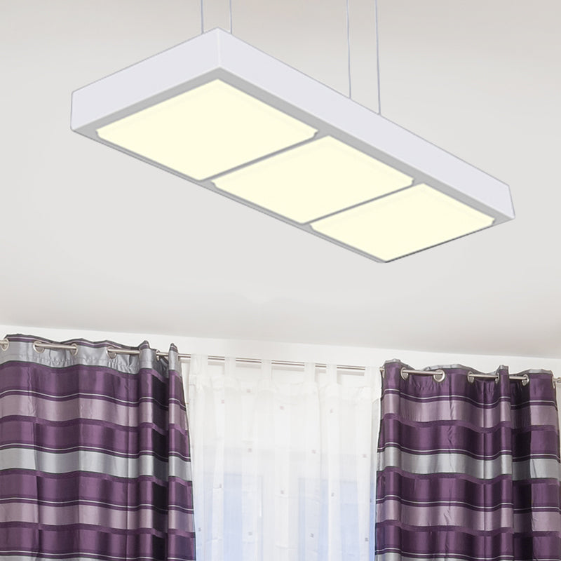 Rectangular Island Lamp Modern Metal 3/4/5 Lights Black/White Office Hanging Light in Warm/White