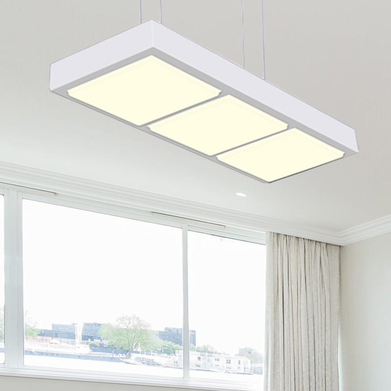 Rectangular Island Lamp Modern Metal 3/4/5 Lights Black/White Office Hanging Light in Warm/White