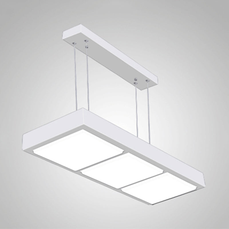 Rectangular Island Lamp Modern Metal 3/4/5 Lights Black/White Office Hanging Light in Warm/White