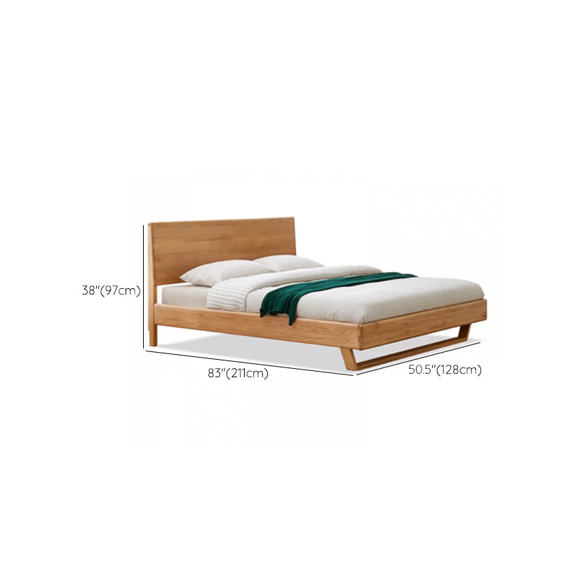 Contemporary Panel Standard Bed Solid Wood Bed with Rectangular Headboard