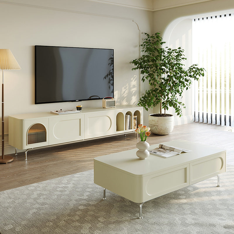 White TV Media Console Modern Media Console TV Stand for Living Room