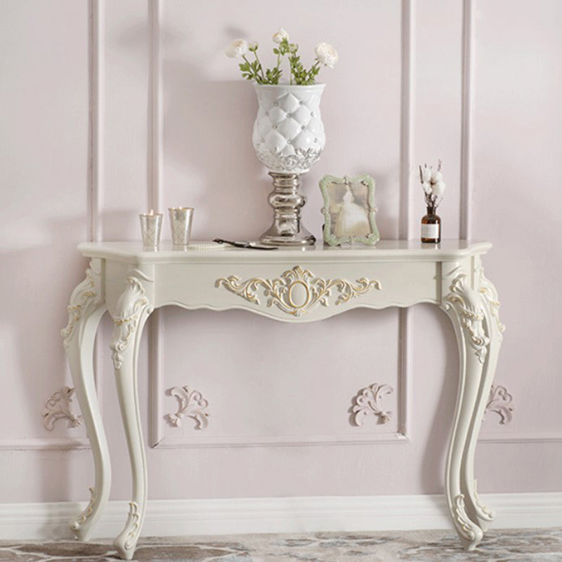 Free Form Shape Contemporary Console Table Wood Console Sofa Table in White