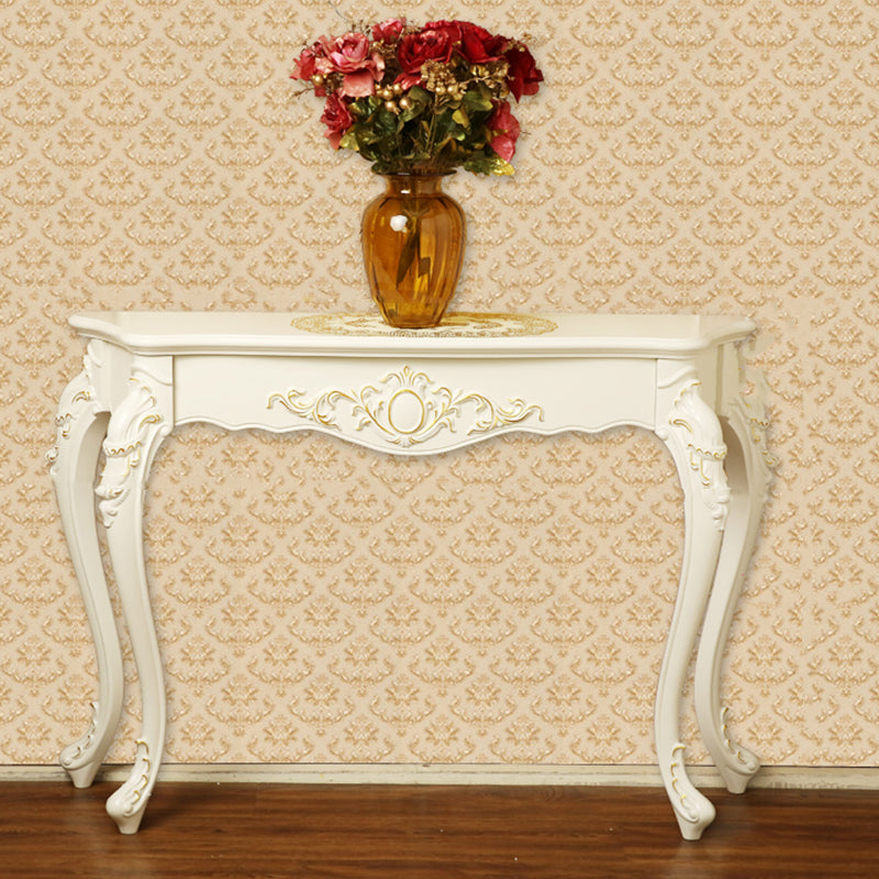 Free Form Shape Contemporary Console Table Wood Console Sofa Table in White