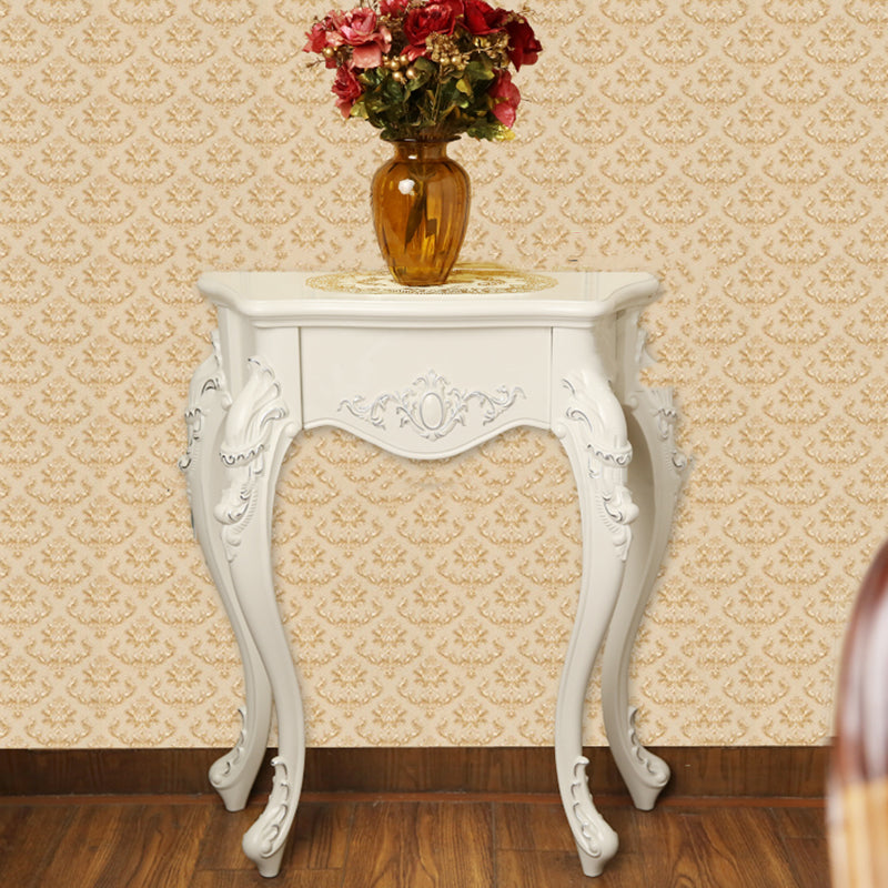Free Form Shape Contemporary Console Table Wood Console Sofa Table in White