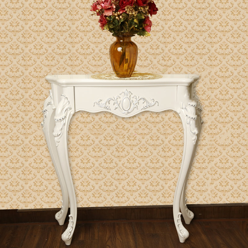 Free Form Shape Contemporary Console Table Wood Console Sofa Table in White