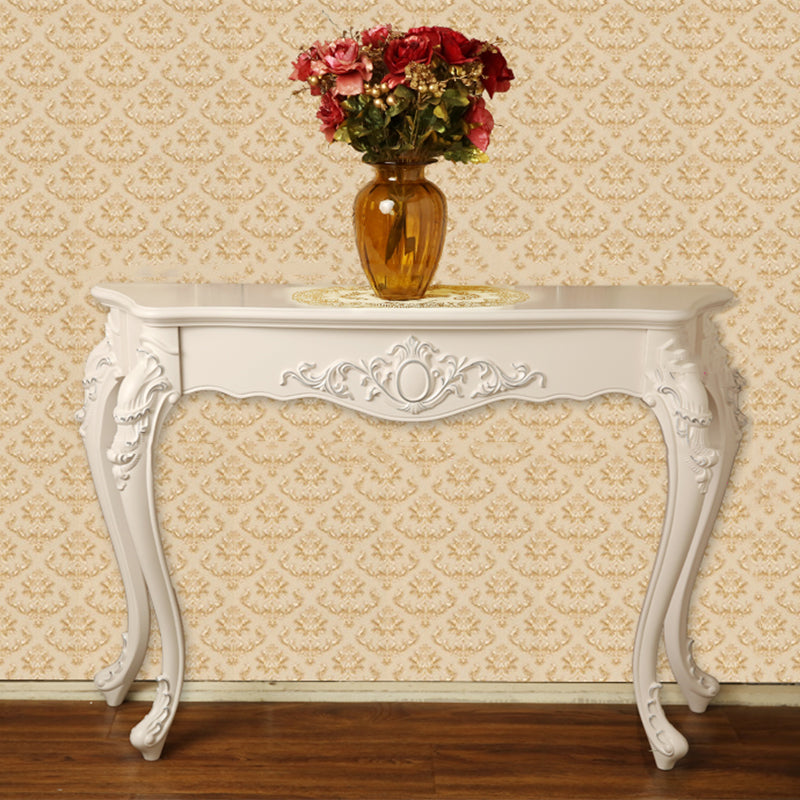 Free Form Shape Contemporary Console Table Wood Console Sofa Table in White