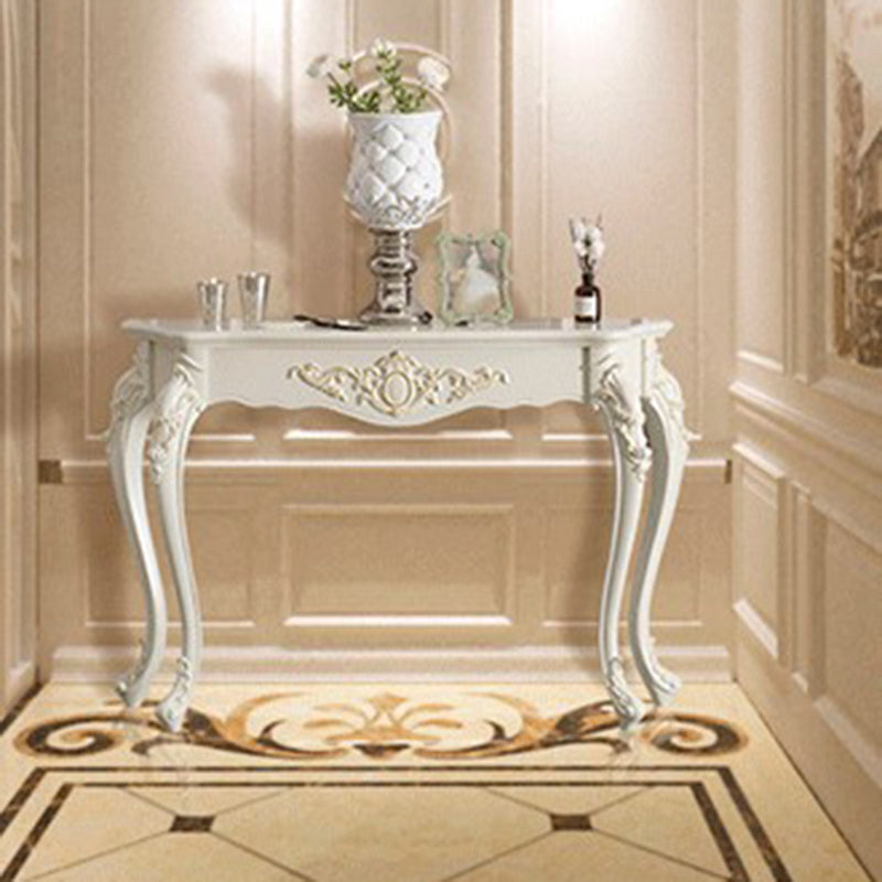 Free Form Shape Contemporary Console Table Wood Console Sofa Table in White
