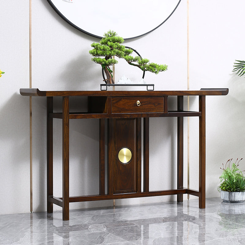 Rectangle Contemporary Console Table Dark Brown Elm Console Sofa Table