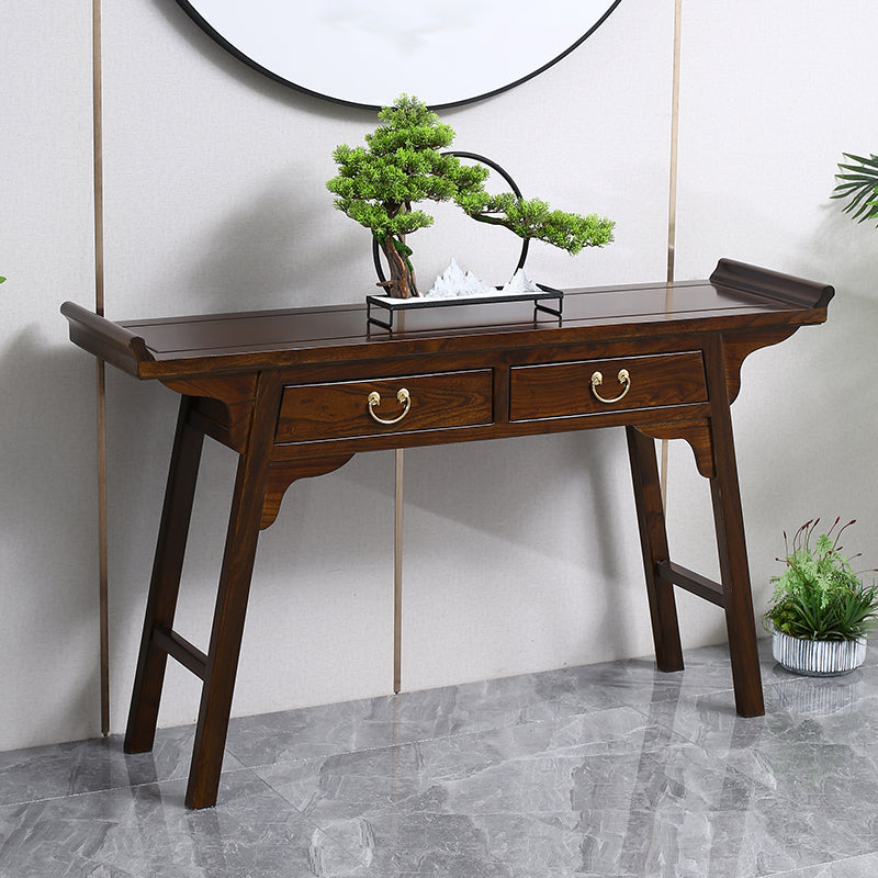 Rectangle Contemporary Console Table Dark Brown Elm Console Sofa Table