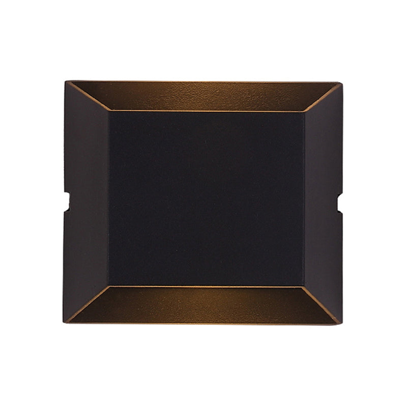 Squared Shade Wall Lighting Simple Style Metallic LED Balcony Wall Sconce Lamp in Matte Black, Warm/White Lighting