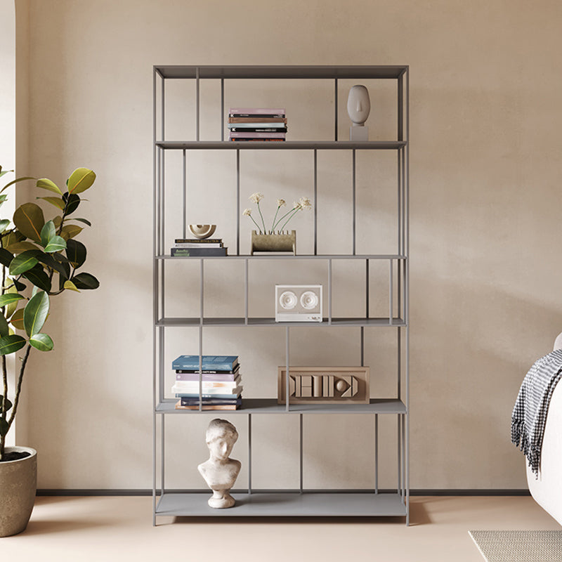Modern Style Open Back Bookshelf Vertical Metal Bookcase with Shelves
