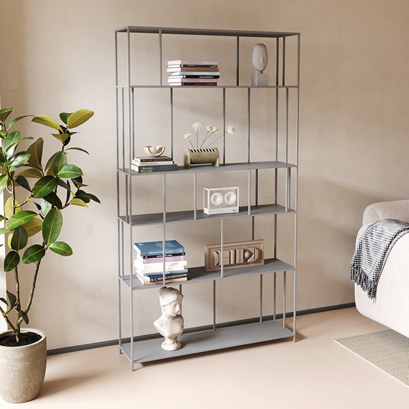 Modern Style Open Back Bookshelf Vertical Metal Bookcase with Shelves